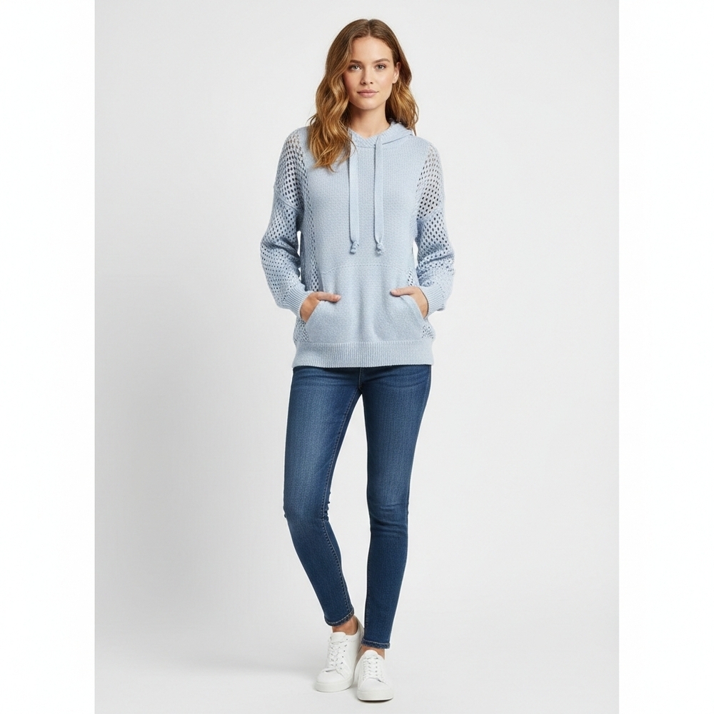 cupcakes & cashmere Light Blue Knitted Hoodie Size Med